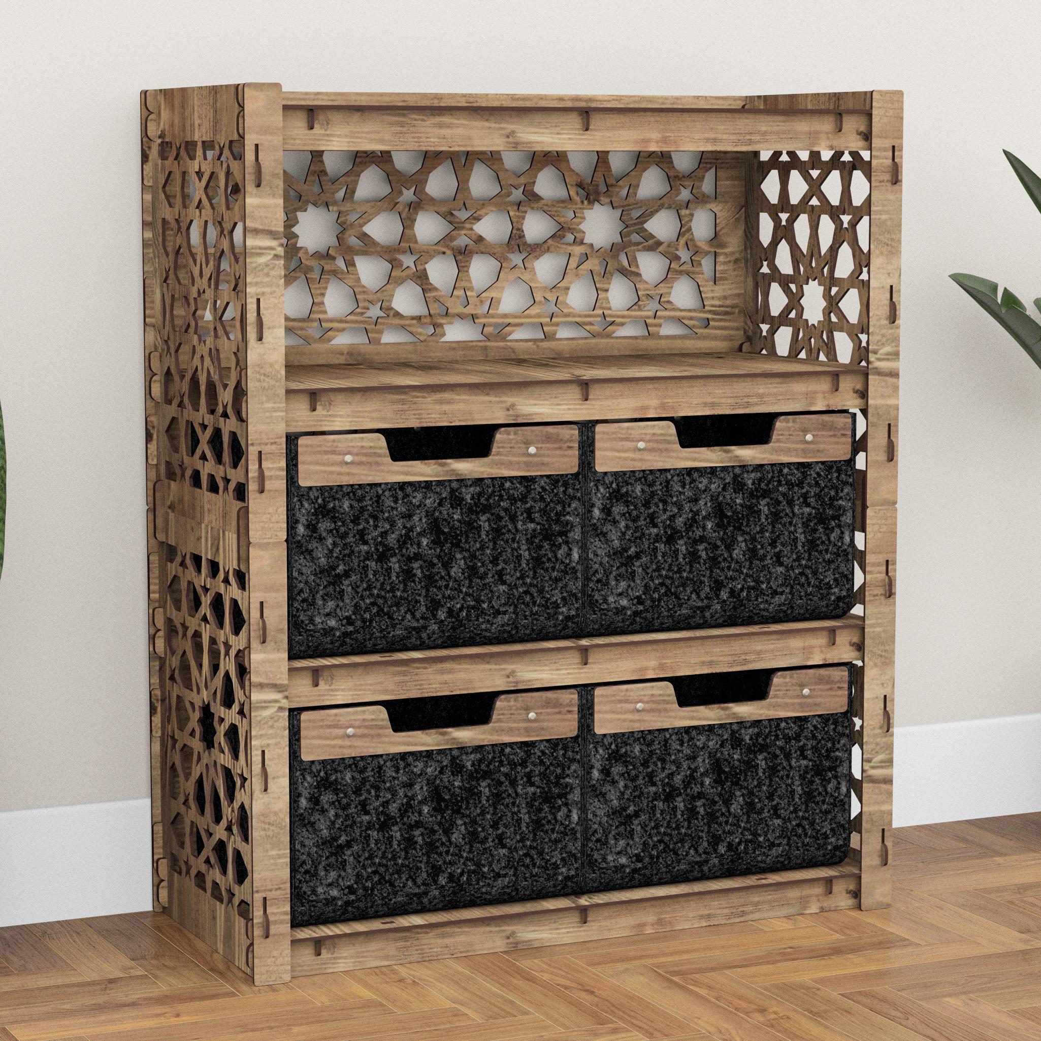 Комод для белья из дерева Hexagonica Arabic на 4 ящика черные корзины 900х750х345 мм (111460) - фото 2 Комод для белья из дерева Hexagonica Arabic на 4 ящика черные корзины 900х750х345 мм (111460) - фото 2