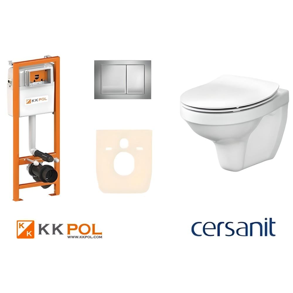 ᐉ Комплект: инсталляция KK POL/клавиша смыва Хром/унитаз Cersanit Delfi ...