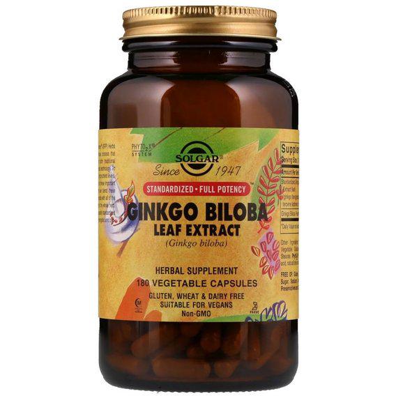 Гінко білоба Solgar Ginkgo Biloba Leaf Extract Standardized Full Potency 180 Caps