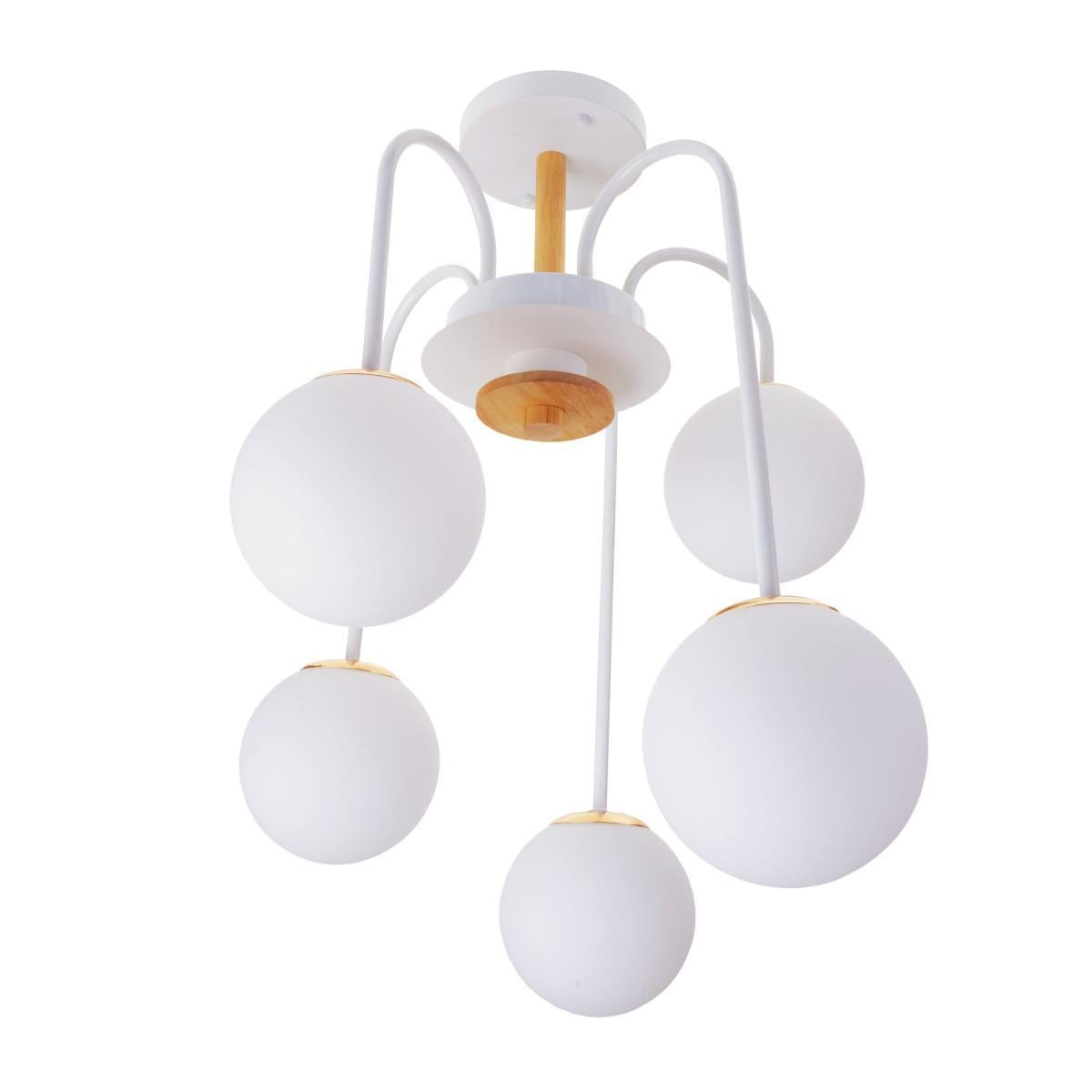 Люстра белого цвета на 5 лампочек лофт Brille BR-01 608S/5 E27 Wood/WH