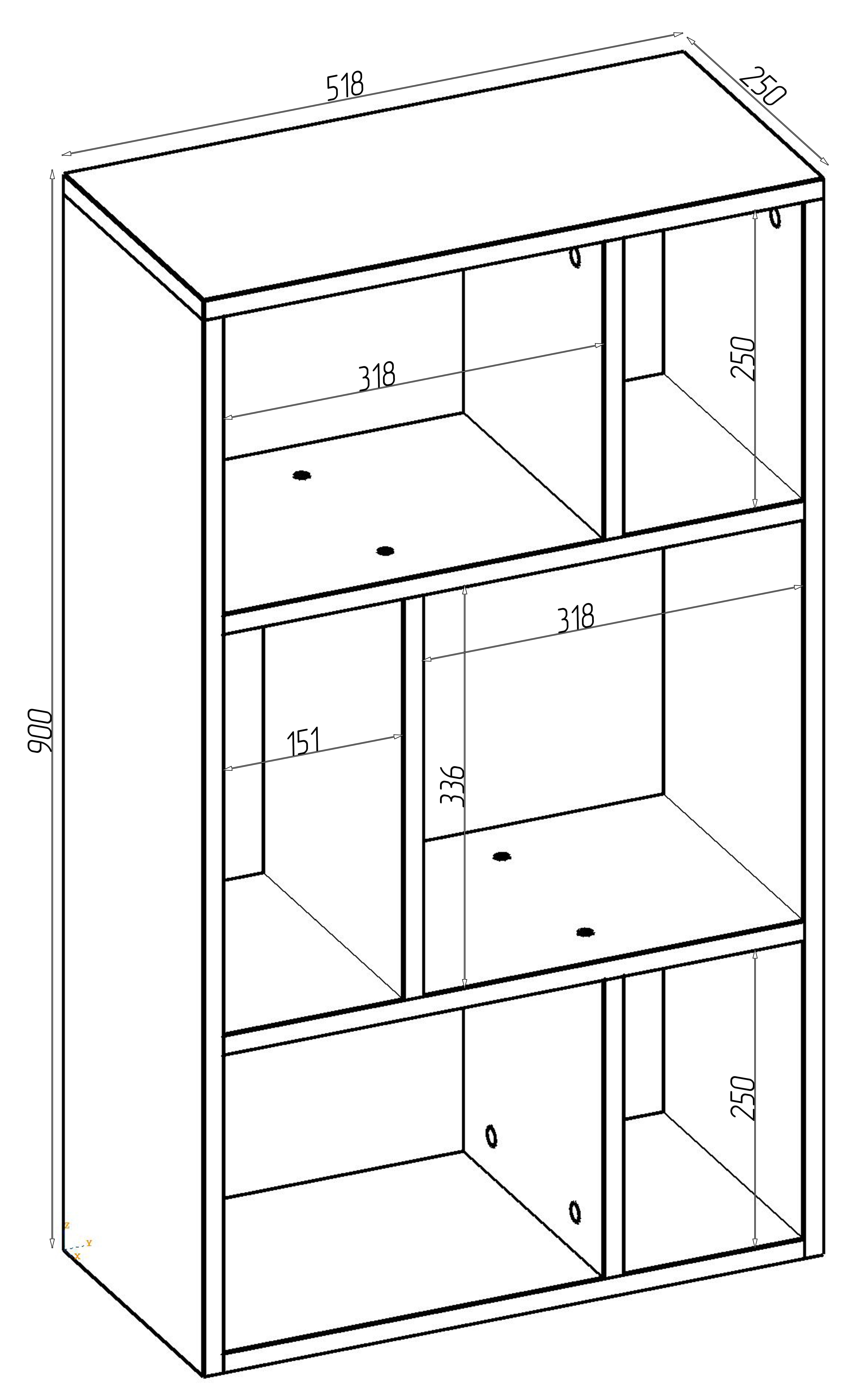 Полка приставная Т-10 Континент 518х250х900 мм Дуб Крафт белый - фото 2