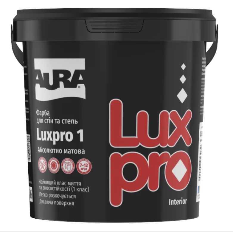 Краска интерьерная акрилатная абсолютно матовая Aura Luxpro 1 В3 под тонирование 0,9 л Прозрачный