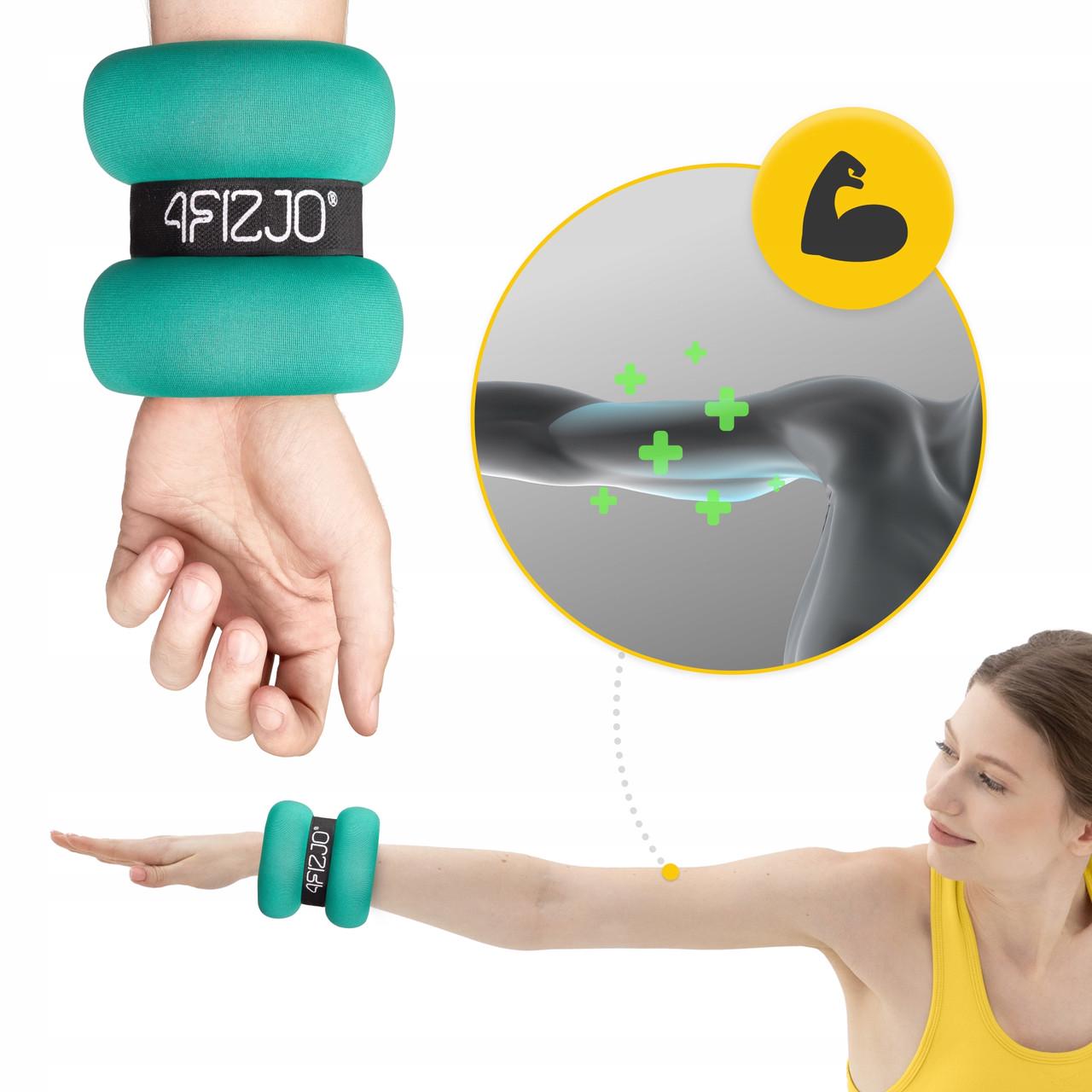 Обважнювачі-манжети для ніг та рук 4FIZJO 2x1,5 кг Black/Green (P-5907739311092) - фото 6