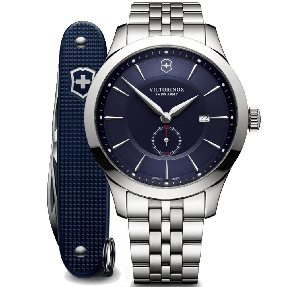 Наручний годинник чоловічий Victorinox Swiss Army Alliance Large кварцевий Silver (V241763.1 + ніж V.10158)