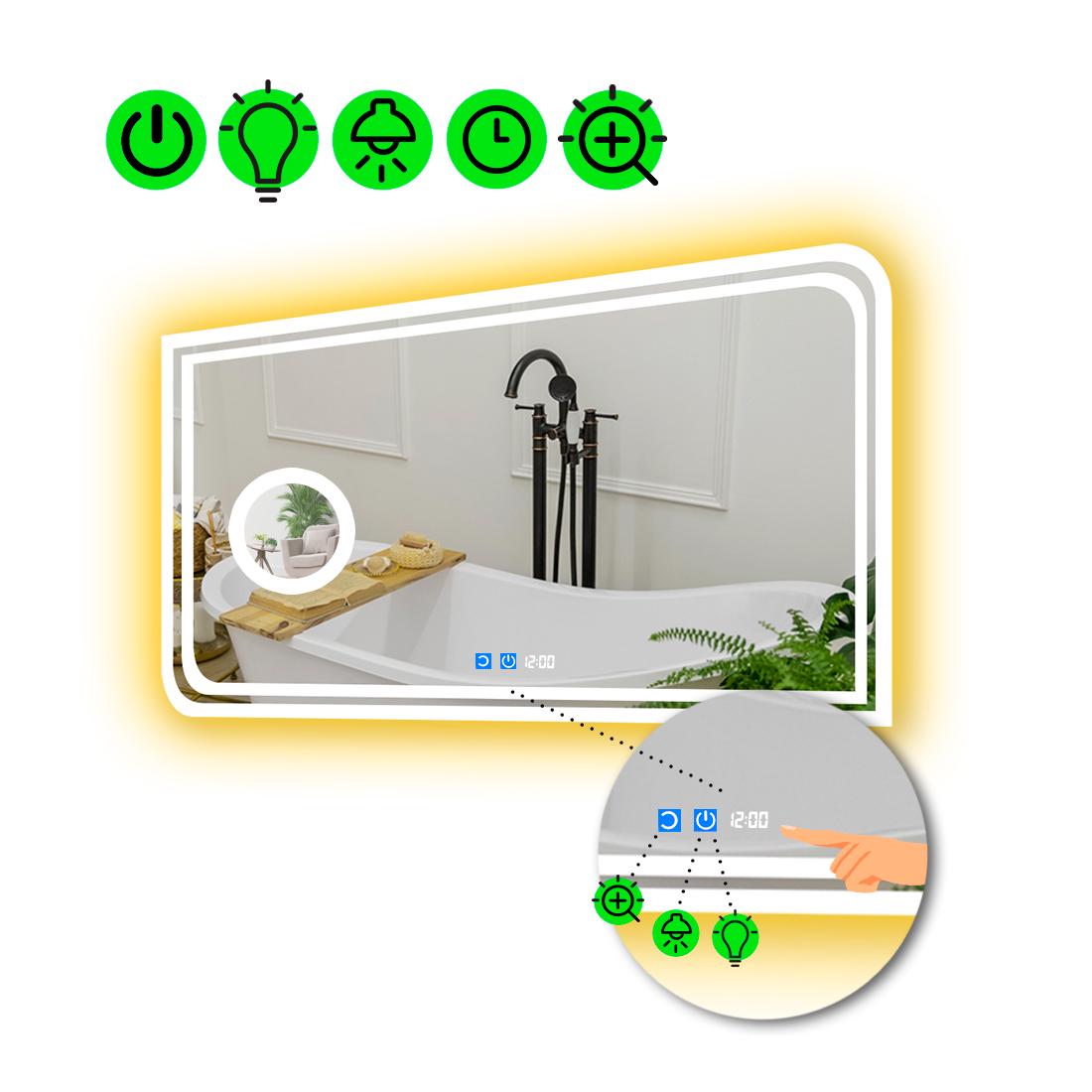 Зеркало с LED подсветкой Federicaс двумя сенсорами и линзой с подсветкой 70x60 см (8776466)