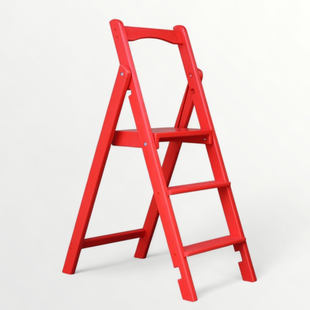 Стремянка-лестница деревянная Студія Дерева Вільха Скини бытовая 3 ступеньки Красный (31002888)