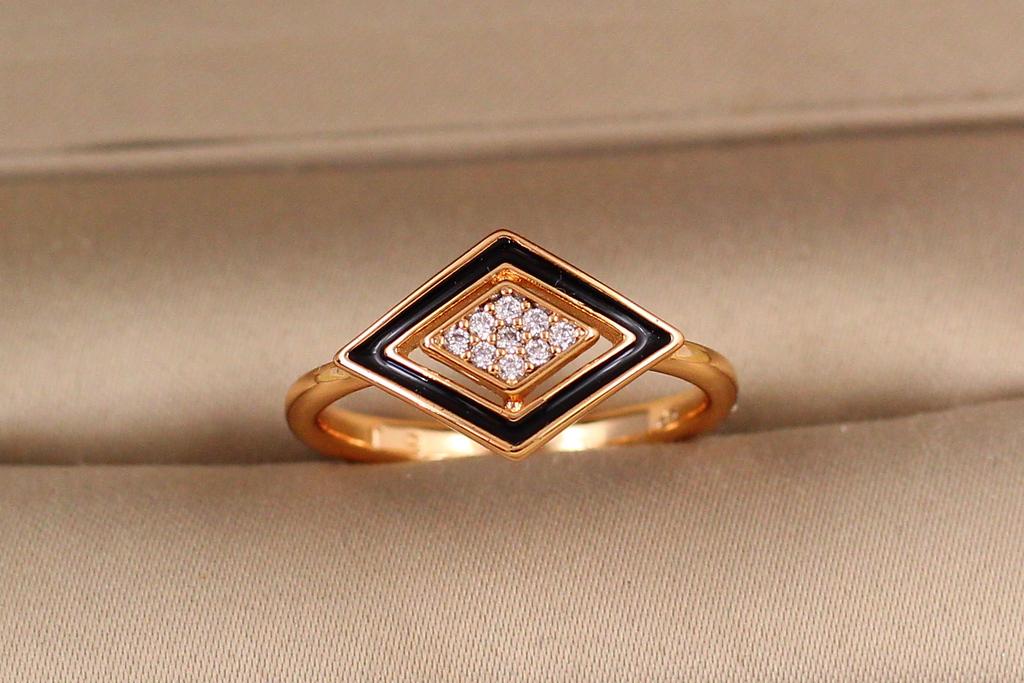Кольцо Xuping Jewelry Ромб с чернением р. 17 Золотистый (31732481)