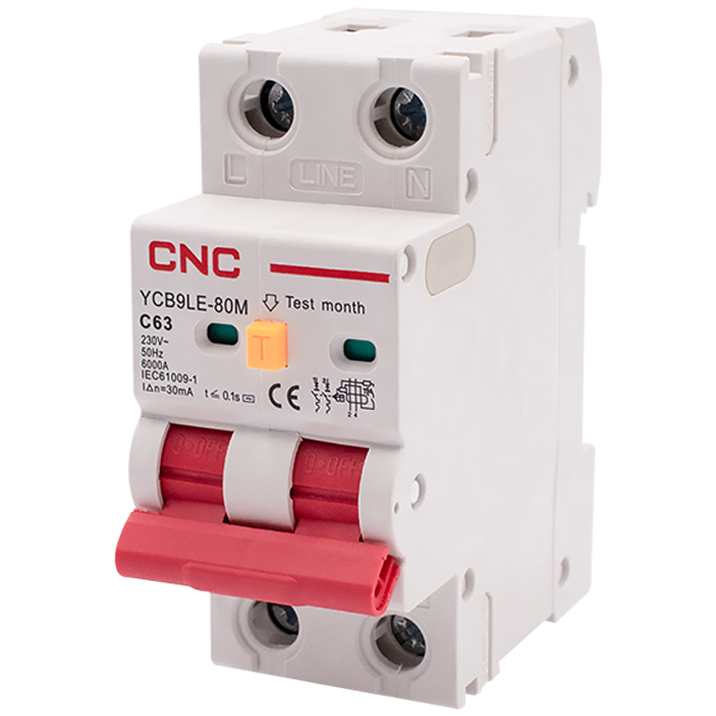Выключатель дифференциальный CNC YCB9LE-80M 1Р+N 63А 30мА 6кА C тип АС (Б00044019) Выключатель дифференциальный CNC YCB9LE-80M 1Р+N 63А 30мА 6кА C тип АС (Б00044019)
