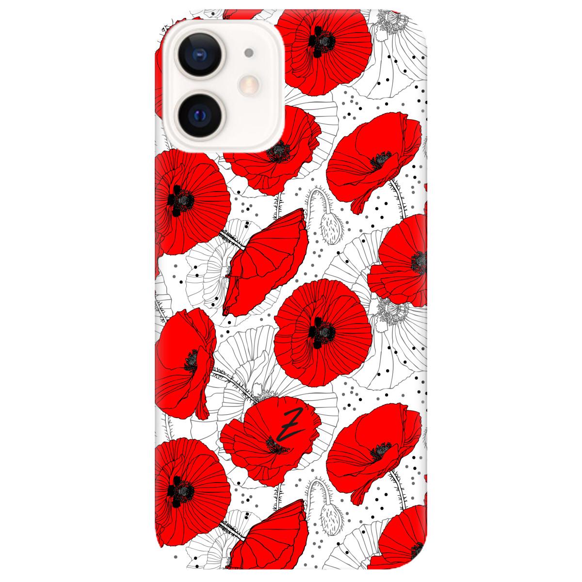 Силиконовый чехол Zorrov для Apple iPhone 12 - Red flower (14070040168087077)