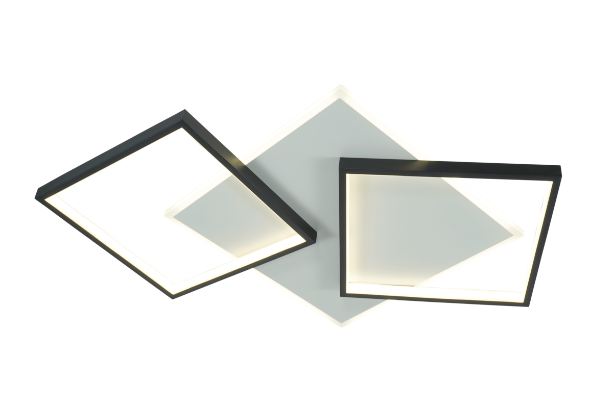 Люстра светодиодная Valeso с тремя квадратными плафонами 58W 3000K/4000K/6000K Черный/Белый (2023225 WT+BK)