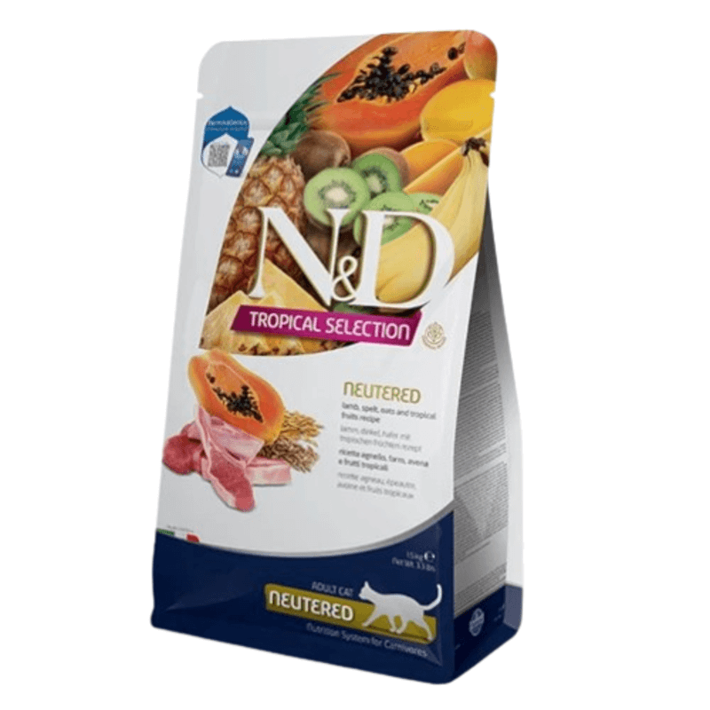 Корм сухой низкозерновой Farmina N&D Tropical Selection для стерилизованных взрослых кошек с ягненком и тропическими фруктами 10 кг (2998381769) Корм сухой низкозерновой Farmina N&D Tropical Selection для стерилизованных взрослых кошек с ягненком и тропическими фруктами 10 кг (2998381769)