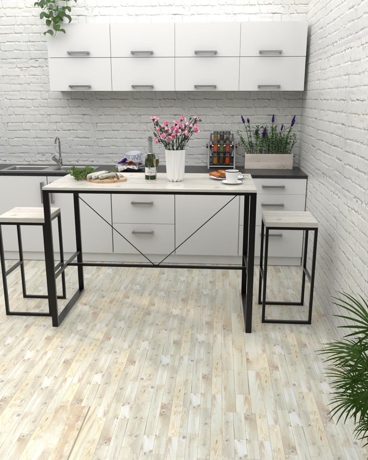 Барный стол EcoLoft Вертон DSP-1469-2 в стиле лофт Дуб Кортона (35281726)