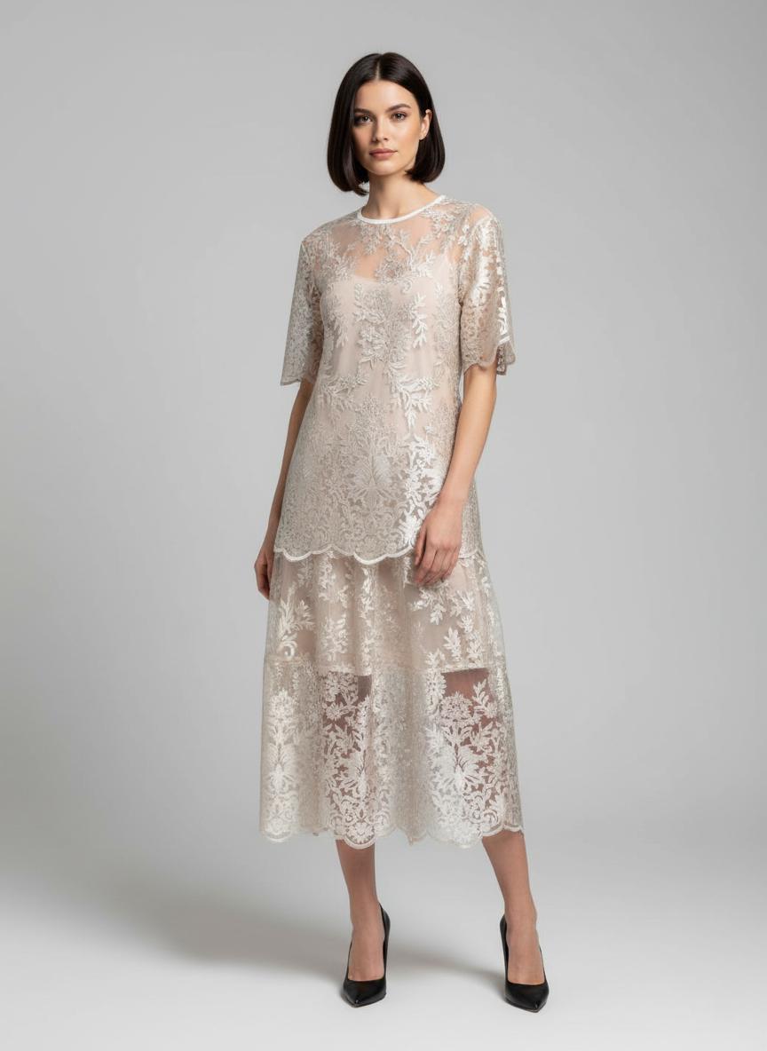 Блуза жіноча ажурна р. 48 Бежевий (NT-211-48) - фото 7