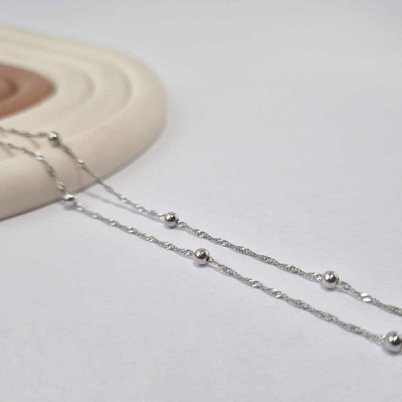 Цепочка колье сингапур с шариками серебро 925 пробы родированное 1,90 г 50 см (193р0/45)