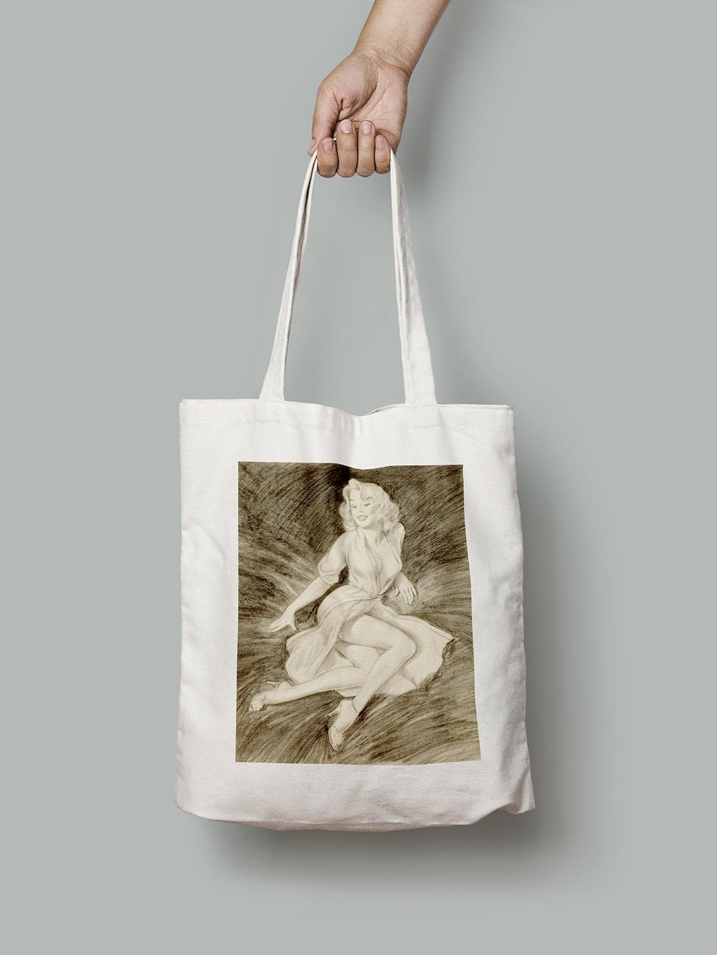 Эко-сумка Лежащая женщина в стиле пин-ап 1965 год. Гарри Экман шопер (pin_up010210_Bag)