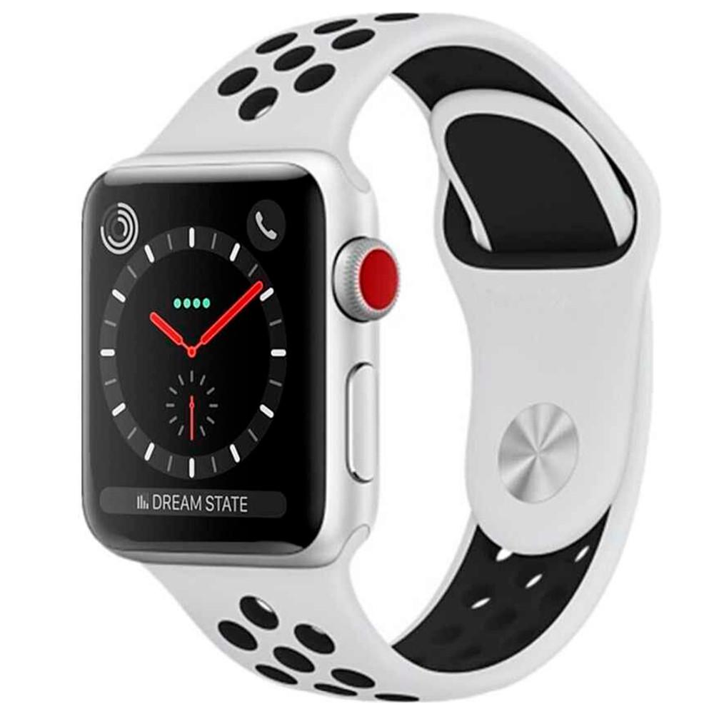 Ремешок силиконовый с перфорацией для Apple Watch 38/40/41 mm Series SE/7/6/5/4/3/2/1 Серо-черный