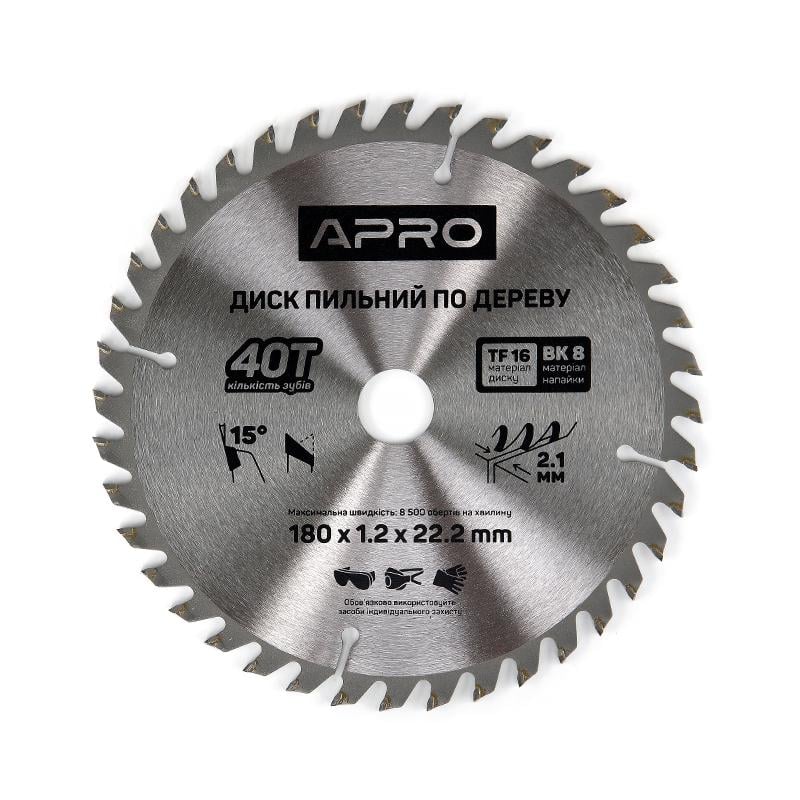 Диск пиляльний Apro по дереву 180х22,2-20х40Т (82825)