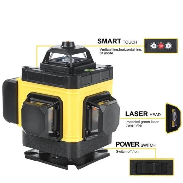 Лазерный уровень Pracmanu 4D 16 линий 360° самовыравнивающийся с зеленым лучом (27001346) - фото 2
