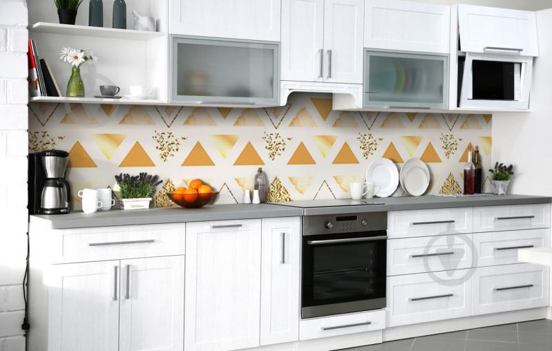 Скинали на кухню Zatarga «Треугольная фольга» 600х2500 мм виниловая 3Д наклейка кухонный фартук самоклеящаяся Скинали на кухню Zatarga «Треугольная фольга» 600х2500 мм виниловая 3Д наклейка кухонный фартук самоклеящаяся