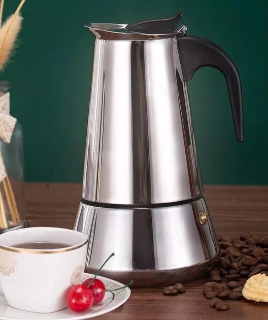 Кавоварка гейзерна Edenberg з нержавіючої сталі на 4 порцій кави 200 мл Сірий (3788Е) - фото 3 Кавоварка гейзерна Edenberg з нержавіючої сталі на 4 порцій кави 200 мл Сірий (3788Е) - фото 3