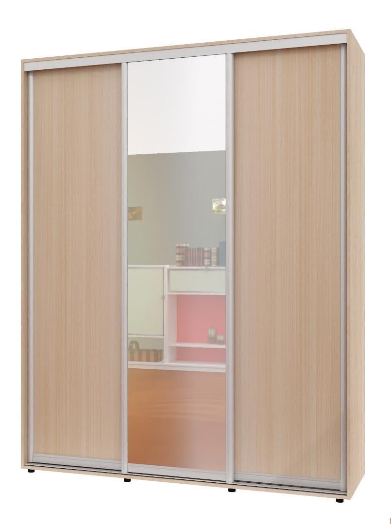Шкаф-купе трехдверный Алекса ШК-05 ДСП/зеркало/ДСП 200x50x250 см Дуб молочный
