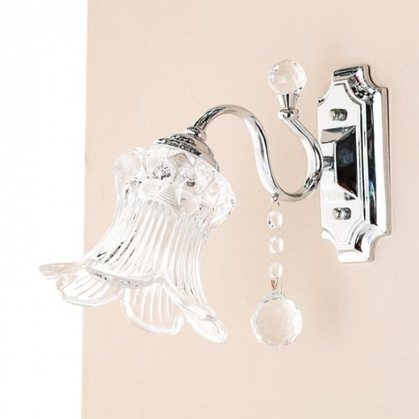 Бра Flora з плафоном у формі квітки і кришталевим прикрасою Хром (OU071/1W)