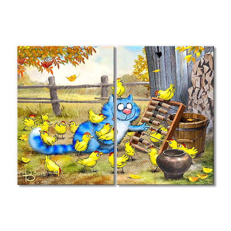 Модульная картина Счет на птичьем дворе 2 модуля 70x105 см
