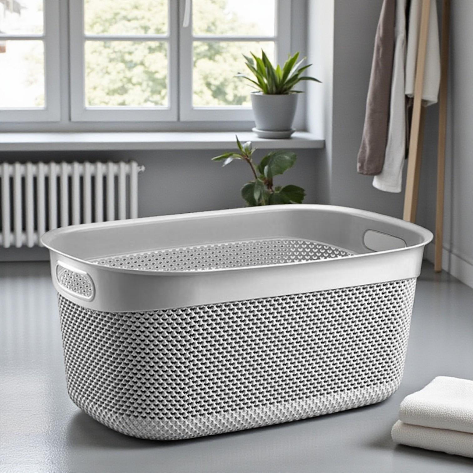 Корзина для белья прямоугольная пластиковая 33 л 55х36,5х25 см Антрацит (29885987)