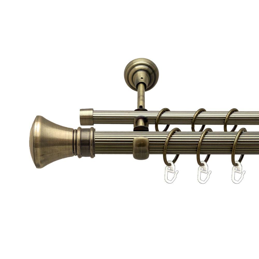 Карниз Orvit Люксор металевий дворядний відкритий рифлена труба кільце металеве 25/16 мм 240 см Антик (00-00017983)