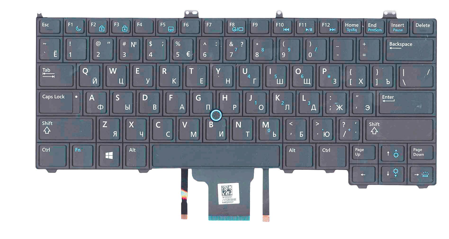 Клавиатура для ноутбука Dell Latitude E7440 с подсветкой Light с указателем Point Stick Black