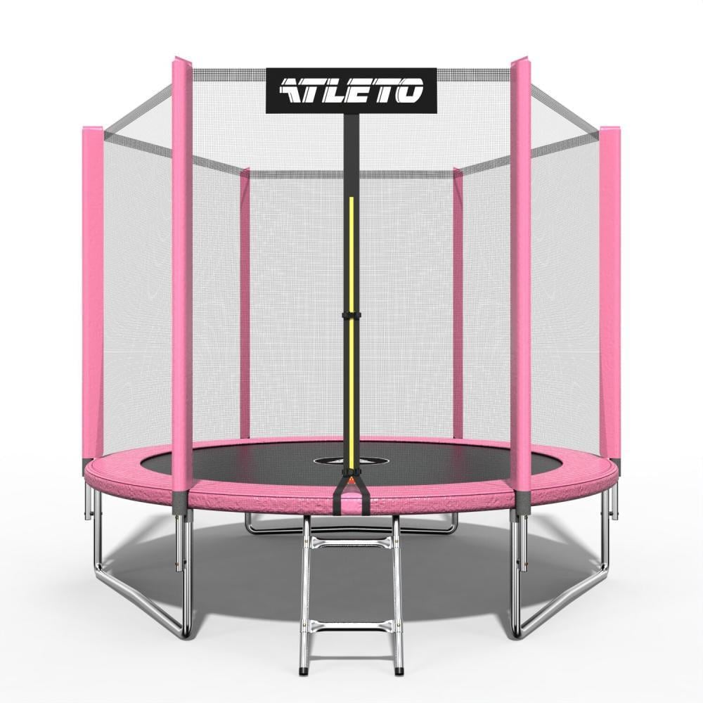 Батут детский Atleto с защитной сеткой и лесенкой 252 см Розовый (132-76-42400446)