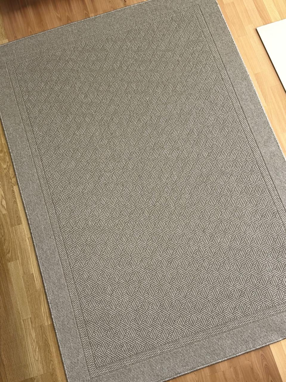 Ковер безворсовый свет рогожка Абстракция прямоугольная стойкая к мойке 60х110 см Серый (90051-0101)