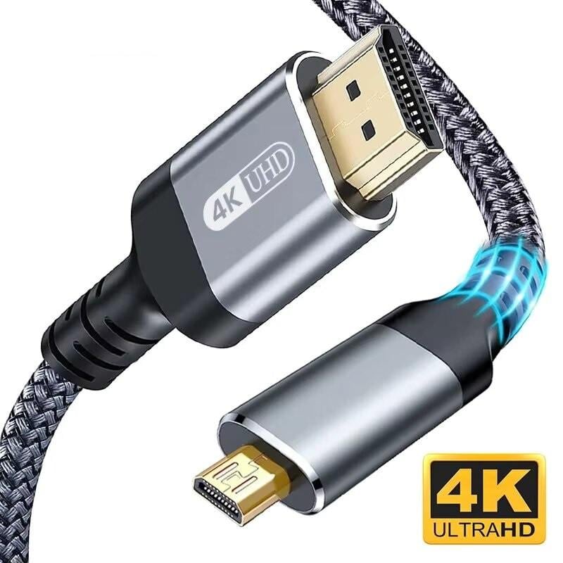 Кабель-перехідник SUNROZ 4К Micro HDMI-HDMI v2.0 60Hz 18Gbps Aluminum Gold-plated Shell Neylon 2 м (A48770) - фото 5 Кабель-перехідник SUNROZ 4К Micro HDMI-HDMI v2.0 60Hz 18Gbps Aluminum Gold-plated Shell Neylon 2 м (A48770) - фото 5