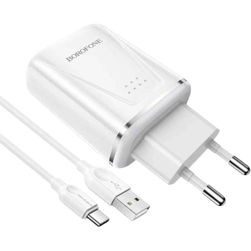 Зарядка Borofone BA54A QC3.0 18W з USB Type-C Cable мережева White (20494153)