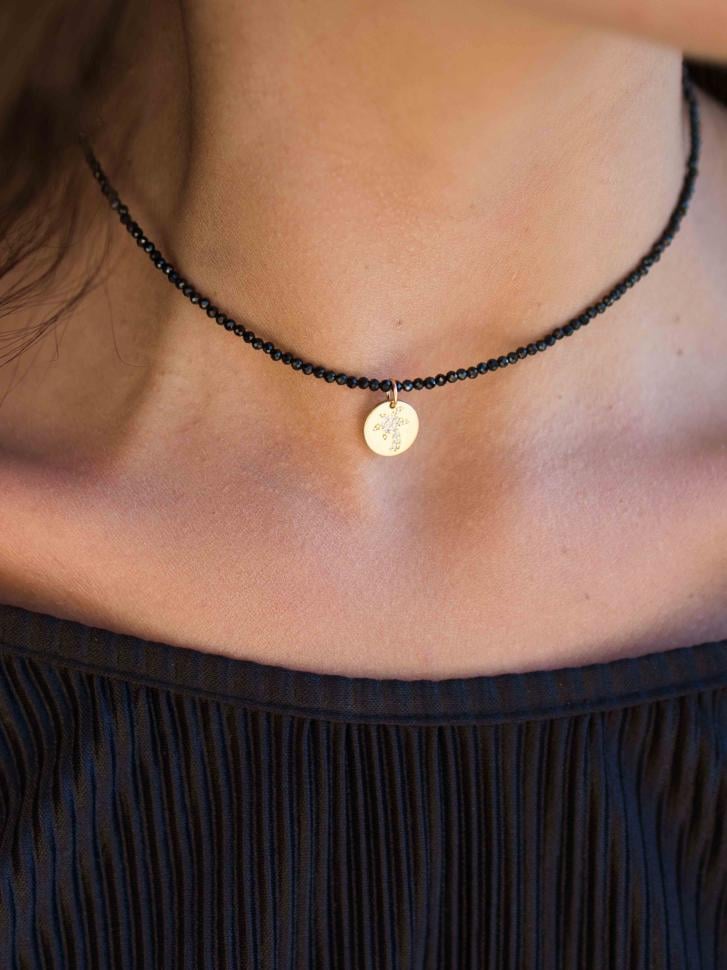 Чокер LeBijou зі шпинелі з підвіскою пальма (4894)