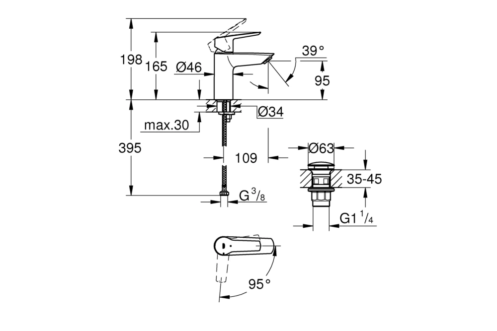 Змішувач для раковини Grohe QuickFix Start S-Size 235512432 (374026) - фото 4