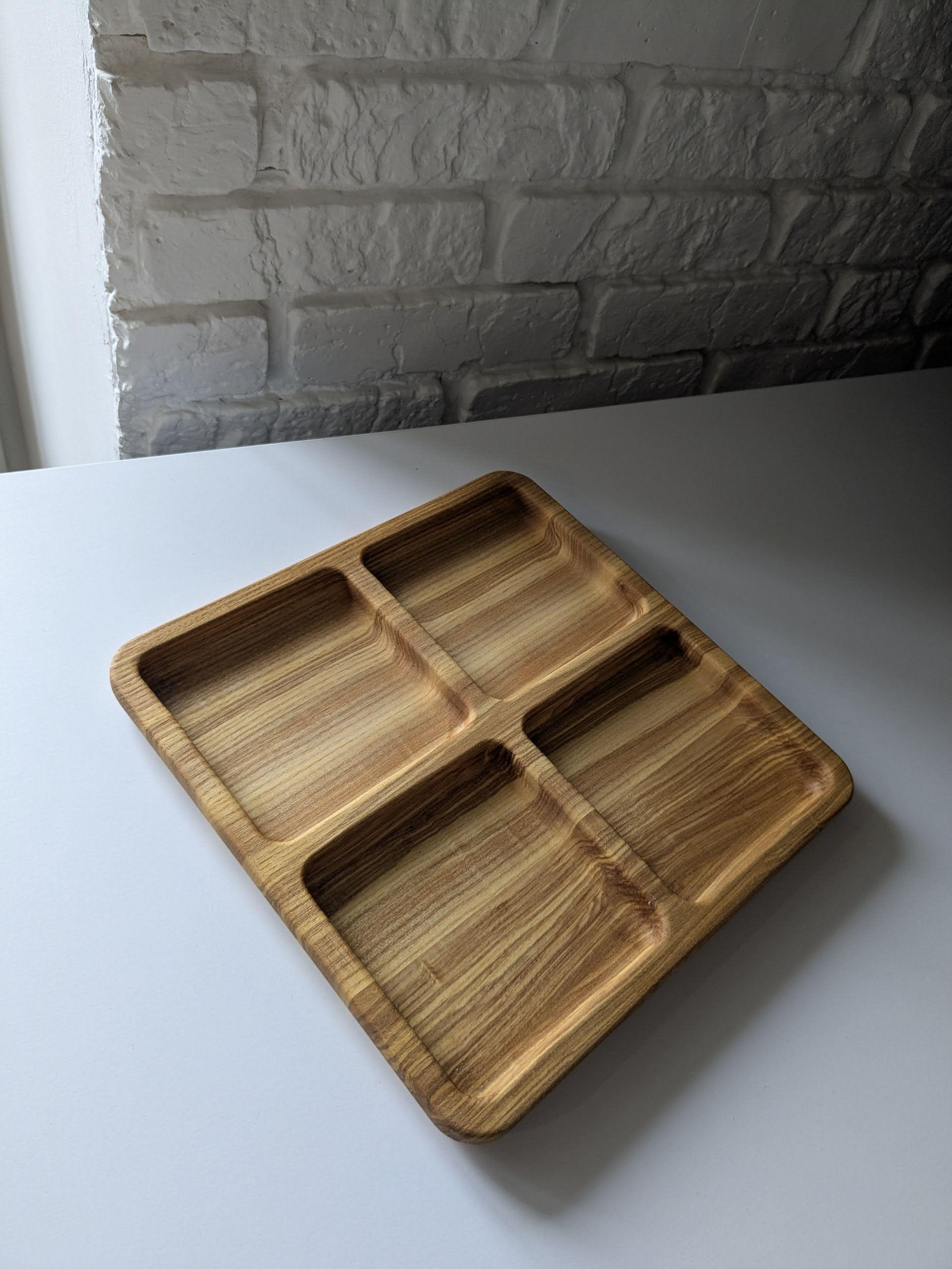 Менажниця квадратна дерев’яна з ясеня 4 квадратні секції (SP-003) - фото 4 Менажниця квадратна дерев’яна з ясеня 4 квадратні секції (SP-003) - фото 4