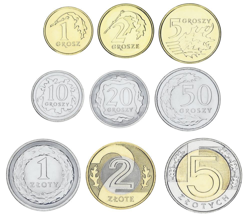 Колекційні монети Польща 9 монет 2023 UNC 1/2/5/10/20/50 грошів 1/2/5 злотих (М22952)