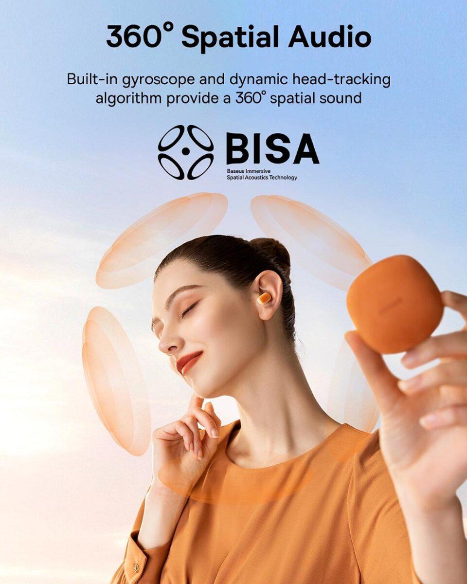 Беспроводные наушники Baseus AirNora 2 True Wireless Earphones Gradient оранжевые - фото 7 Беспроводные наушники Baseus AirNora 2 True Wireless Earphones Gradient оранжевые - фото 7