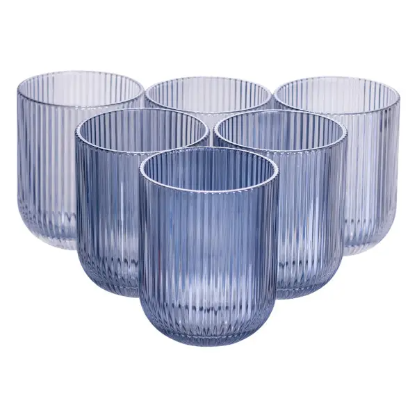 Набір склянок для напоїв із товстого скла 6 шт. по 250 мл Блакитний