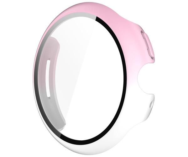Чехол с защитным стеклом Protective Cover with Glass для Google Pixel Watch 3 41 мм Белый с розовым