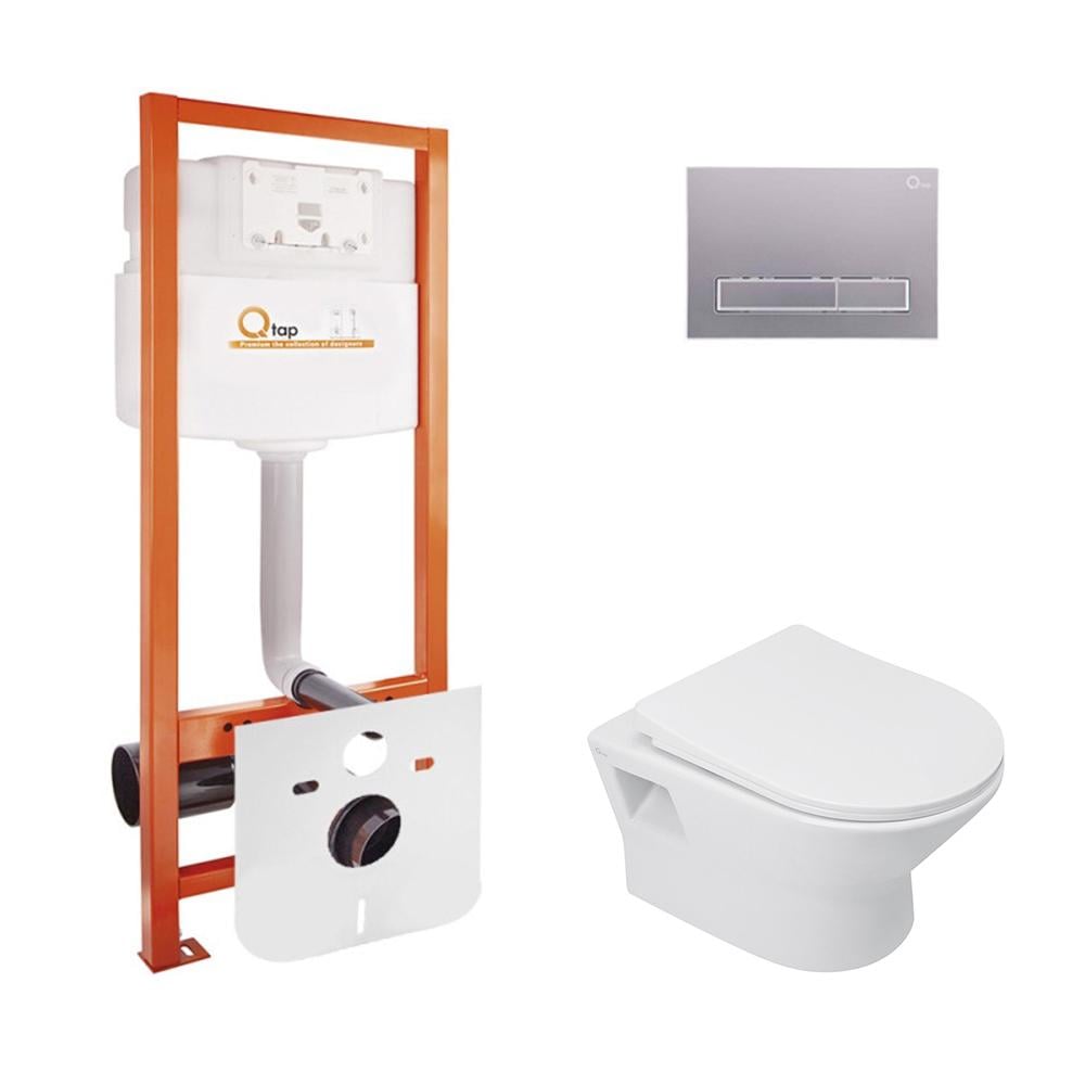 Комплект инсталляции Q-tap Nest/Lark M425M08SATQT0331159W с унитазом и кнопкой Сатин (75802)