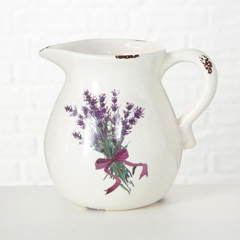 Кувшин керамический с лавандой белый h18см Болт 1002085