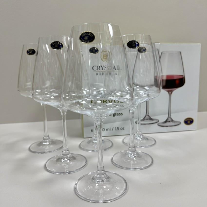 Набір келихів для вина Bohemia b1SC69/450 6 шт. 450 мл 22х10,5 см Corvus Crystal (2818101289) - фото 1 Набір келихів для вина Bohemia b1SC69/450 6 шт. 450 мл 22х10,5 см Corvus Crystal (2818101289) - фото 1