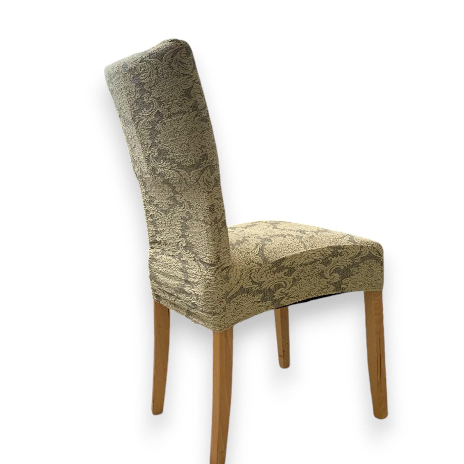 Чехол натяжной на стул GOSPO жаккард Бежевый (2268849238) - фото 3