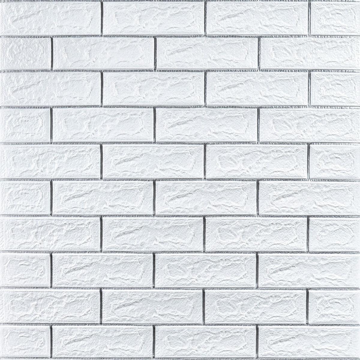 3D-панель самоклеящаяся Полоса под кирпич 700х770х5 мм Белый/Серебряный (SW-00000753)