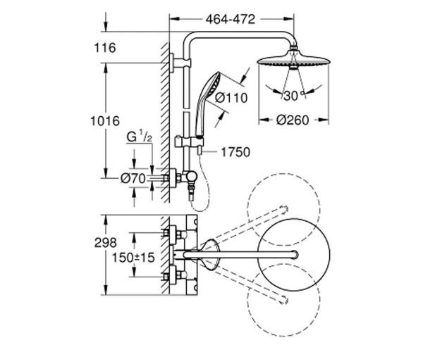 Душевая система Grohe Euphoria System 260 27296002 с термостатом (29369) - фото 2