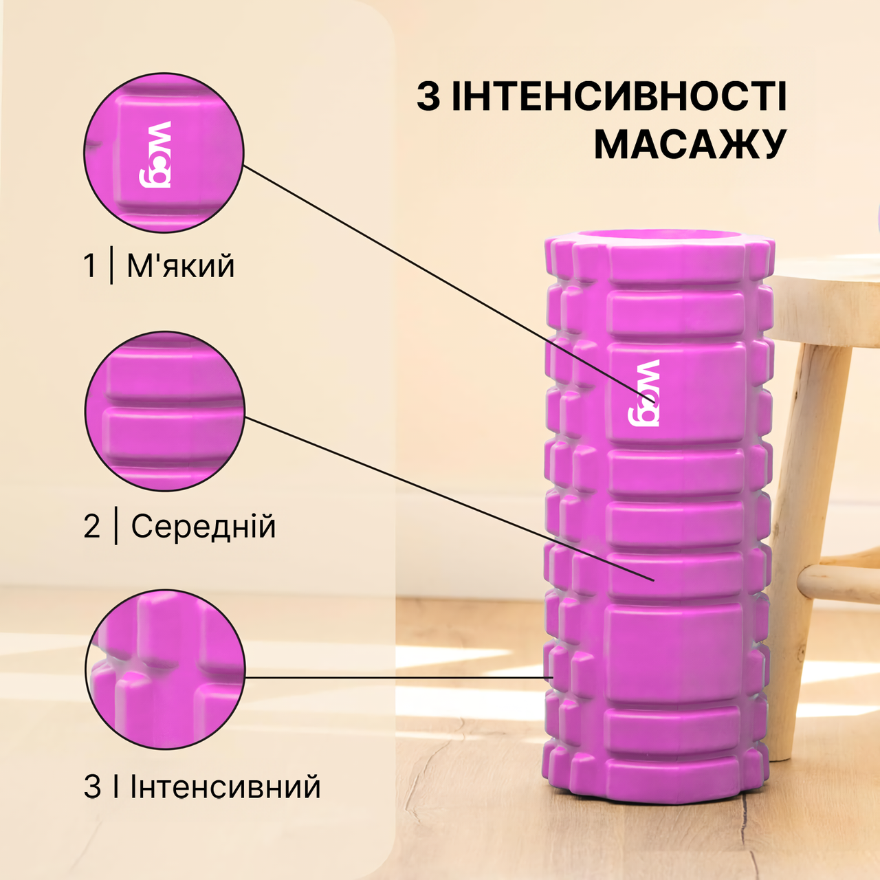 Масажний ролер-валик WCG K1 для спини/йоги та фітнесу Рожевий (K1.2(Pi)) - фото 3 Масажний ролер-валик WCG K1 для спини/йоги та фітнесу Рожевий (K1.2(Pi)) - фото 3