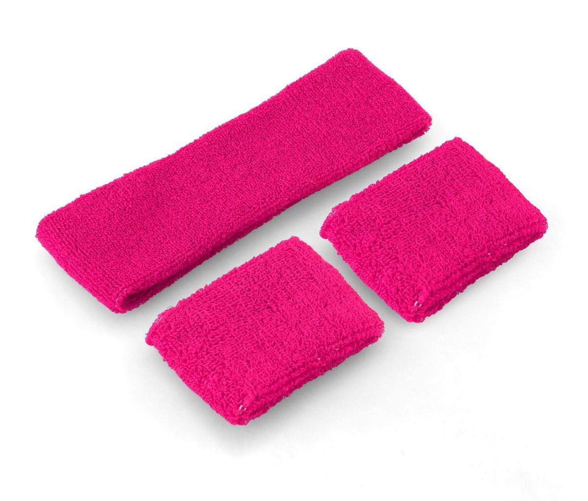 Комплект напульсники и повязка на голову махровые Розовый (2644333603)