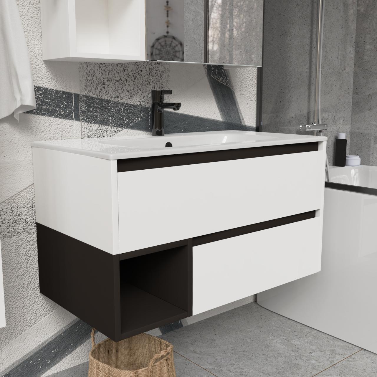 Тумба підвісна з раковиною MVK Vostok Craft 90 В2 900х450х530 мм Емаль Білий Матовий (c290wh) - фото 2 Тумба підвісна з раковиною MVK Vostok Craft 90 В2 900х450х530 мм Емаль Білий Матовий (c290wh) - фото 2